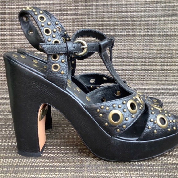 90s Bridget Shuster riveted studded platform heels sandals - Picture 4 of 10